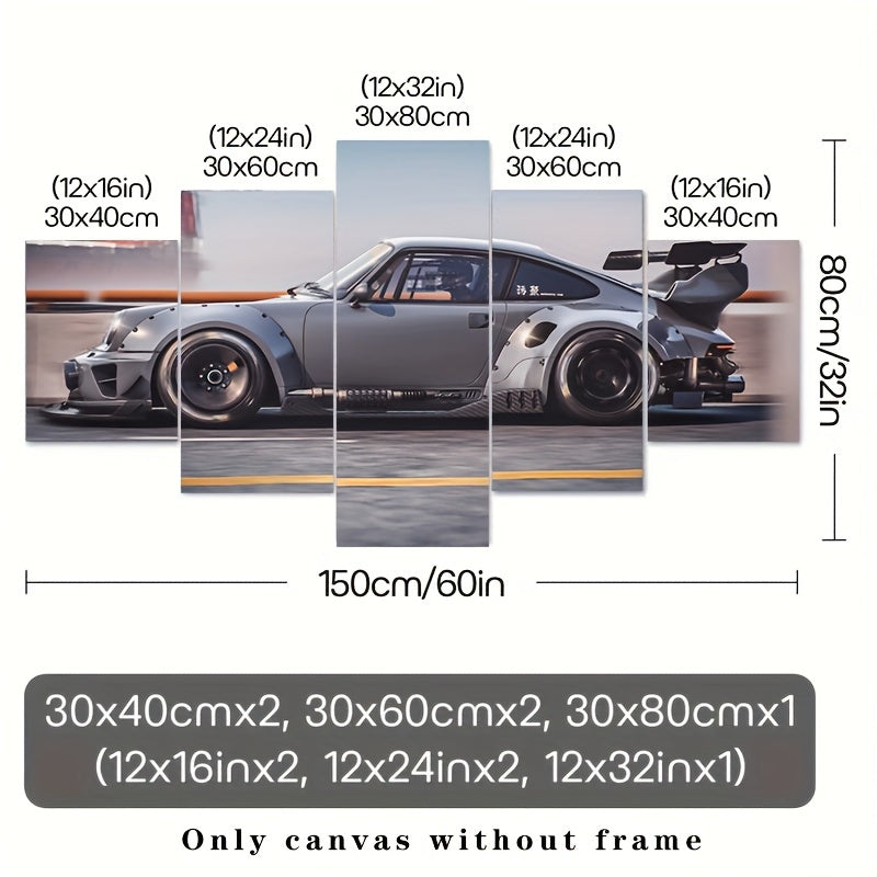 Set de 5 Cuadros Decorativos de Autos Deportivos – Estilo Art Déco Moderno | Láminas sin Marco para Sala, Oficina o Dormitorio | Regalo Perfecto para Amantes de los Coches