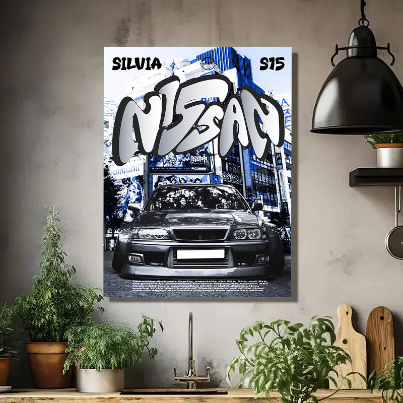 🚗 Póster Canvas Silvia S15 – Arte Automotriz Street Style 🖼️