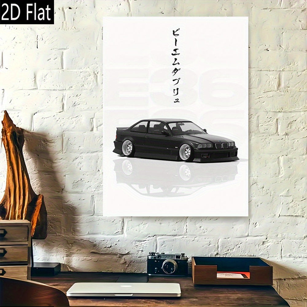 🚗✨ Póster Minimalista de Auto Deportivo | Lienzo 2D Flat sin Marco | Decor Retro Moderno para Sala, Oficina o Garaje 🏠🖼️