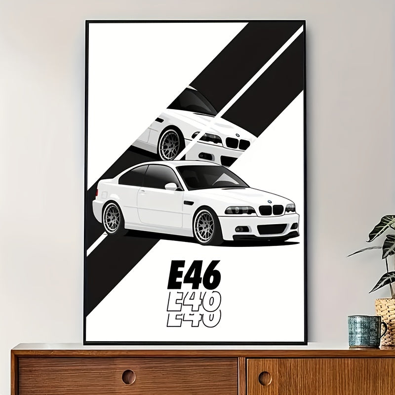 🚗✨ Set de 2 Pósters Vintage del E46 | Arte Automotriz Moderno Sin Marco 🖼️ | Canvas Premium para Decoración de Hogar u Oficina 🏠💼