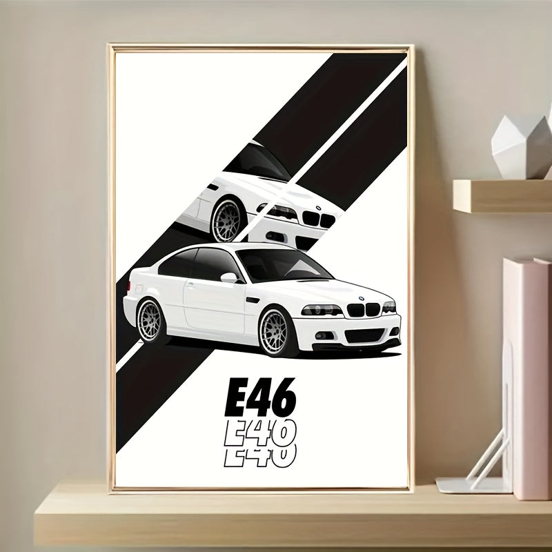🚗✨ Set de 2 Pósters Vintage del E46 | Arte Automotriz Moderno Sin Marco 🖼️ | Canvas Premium para Decoración de Hogar u Oficina 🏠💼