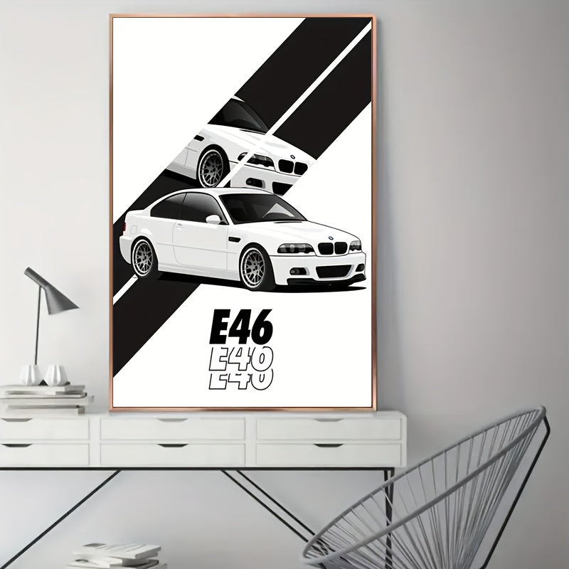🚗✨ Set de 2 Pósters Vintage del E46 | Arte Automotriz Moderno Sin Marco 🖼️ | Canvas Premium para Decoración de Hogar u Oficina 🏠💼