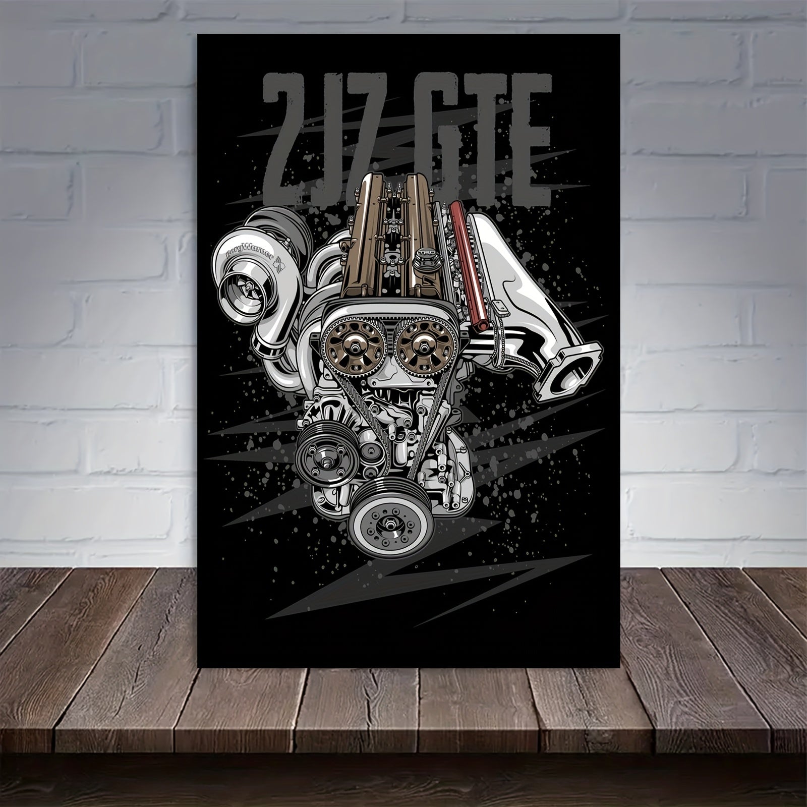 Póster en Lienzo sin Marco 30×45 cm – Arte del Motor 2JZ-GTE en Blanco y Negro | Decoración Moderna para Amantes de los Autos | Regalo Ideal para Hogar u Oficina