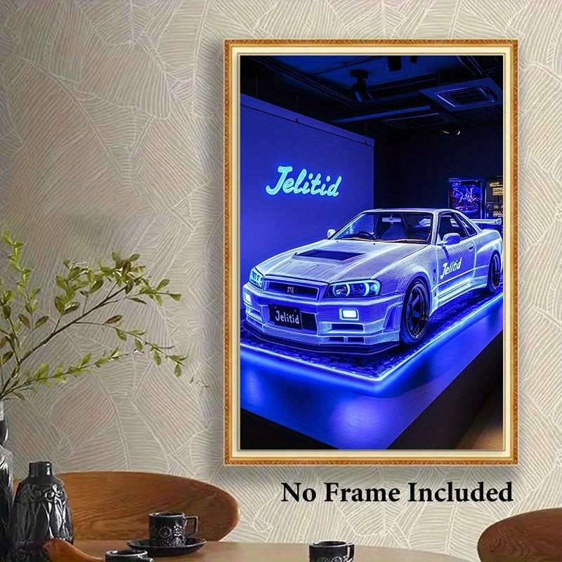 🚗💡 Neon Sports Car Canvas Poster | Arte Moderno Sin Marco 🖼️ | Decor Retro-Clásico y Vibrante ⚡ | Ideal Sala, Oficina, Dormitorio o Cocina 🏠✨