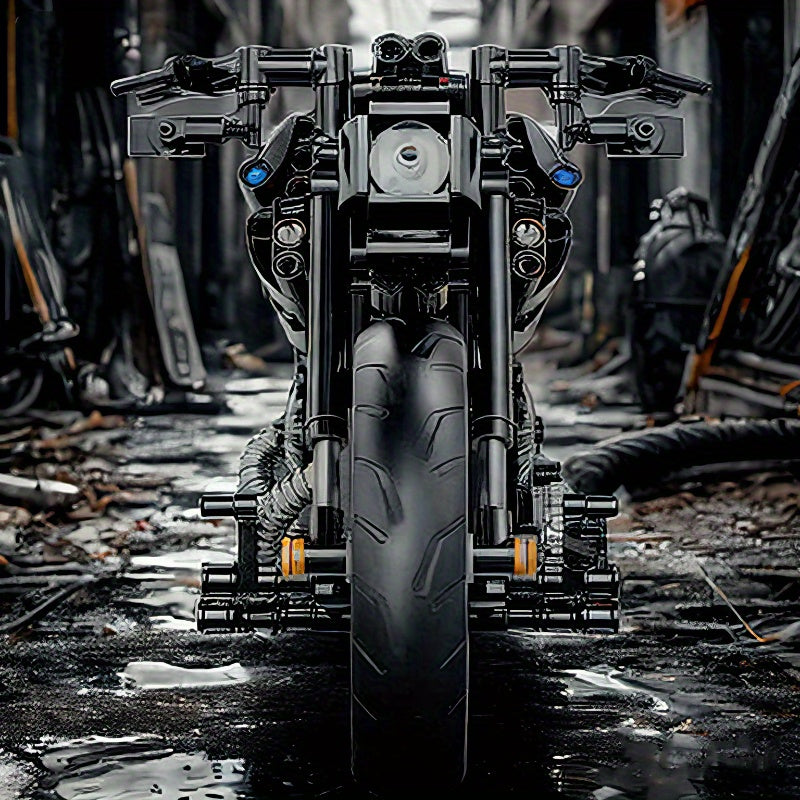 Moto Retro Negra – Set de Más de 1000 Bloques de Construcción | Diseño Clásico de Alta Calidad en ABS | Regalo Perfecto para Constructores y Coleccionistas