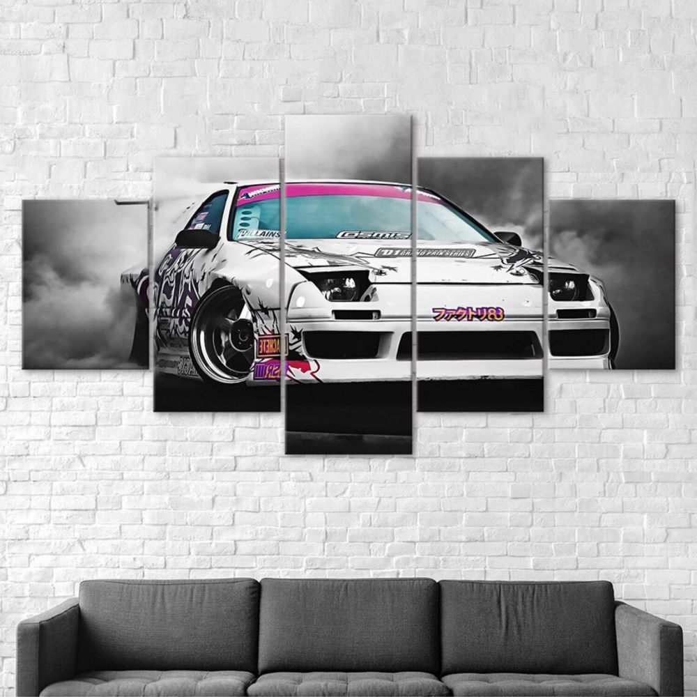 🚗💨 Set de 5 Pósters Canvas de Drifting | Autos Deportivos en Blanco y Negro 🖤⚪ | Arte Sin Marco con Movimiento Intenso 🖼️ | Decoración de Pared para Sala, Oficina o Garage 🏠✨