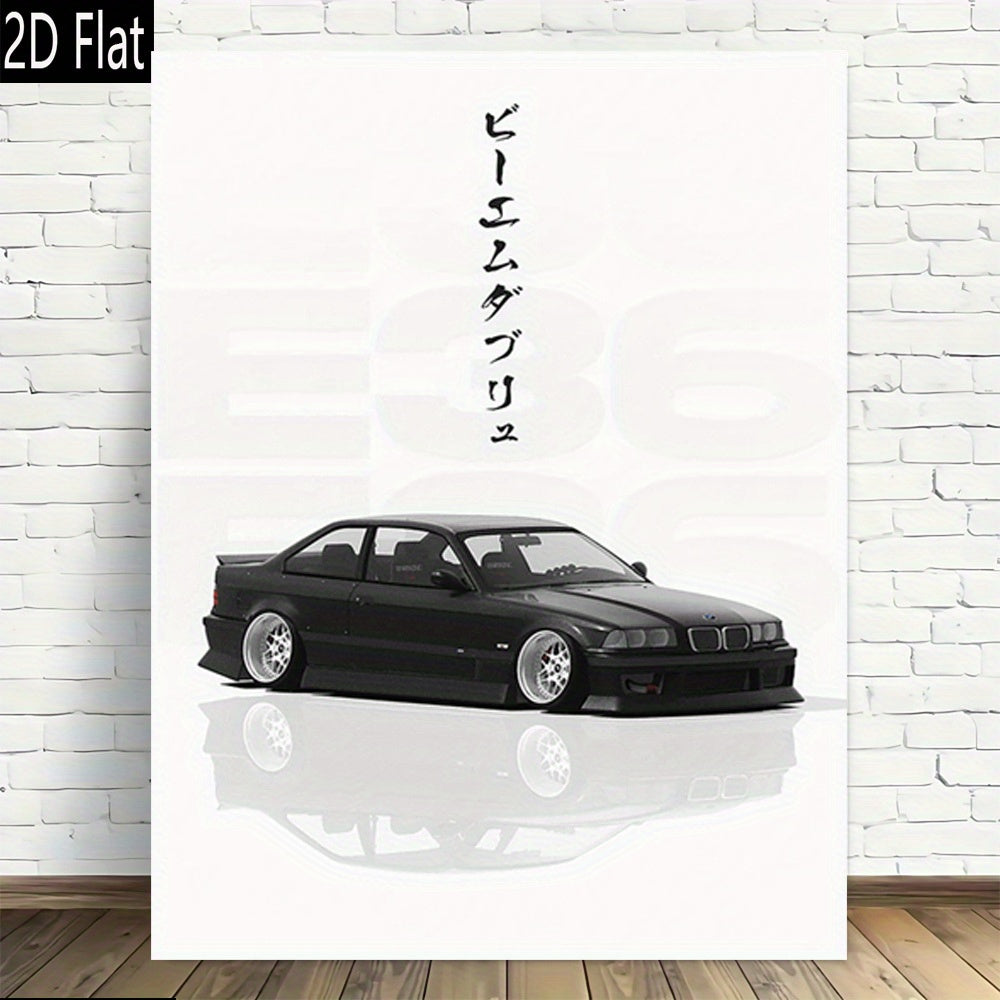 🚗✨ Póster Minimalista de Auto Deportivo | Lienzo 2D Flat sin Marco | Decor Retro Moderno para Sala, Oficina o Garaje 🏠🖼️
