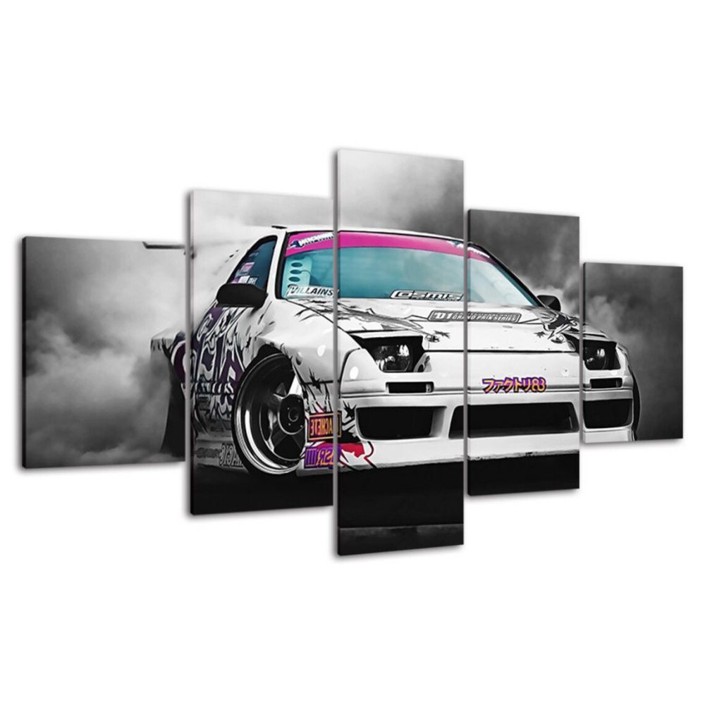 🚗💨 Set de 5 Pósters Canvas de Drifting | Autos Deportivos en Blanco y Negro 🖤⚪ | Arte Sin Marco con Movimiento Intenso 🖼️ | Decoración de Pared para Sala, Oficina o Garage 🏠✨