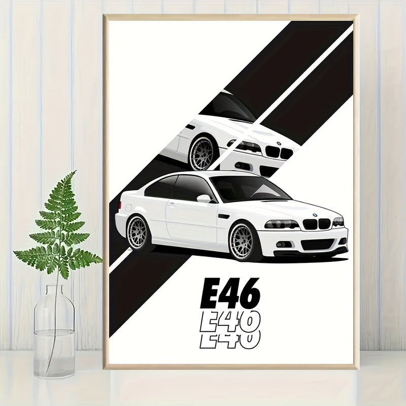 🚗✨ Set de 2 Pósters Vintage del E46 | Arte Automotriz Moderno Sin Marco 🖼️ | Canvas Premium para Decoración de Hogar u Oficina 🏠💼