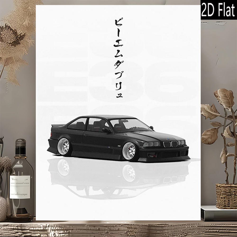 🚗✨ Póster Minimalista de Auto Deportivo | Lienzo 2D Flat sin Marco | Decor Retro Moderno para Sala, Oficina o Garaje 🏠🖼️