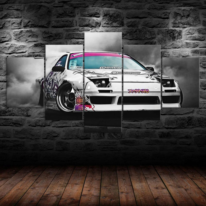 🚗💨 Set de 5 Pósters Canvas de Drifting | Autos Deportivos en Blanco y Negro 🖤⚪ | Arte Sin Marco con Movimiento Intenso 🖼️ | Decoración de Pared para Sala, Oficina o Garage 🏠✨