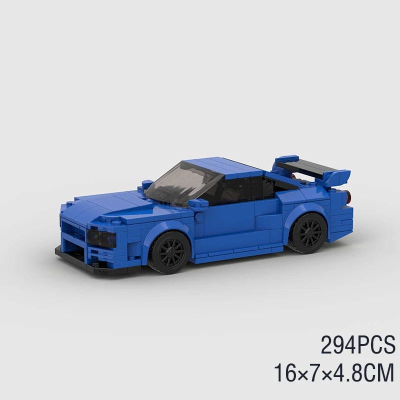 🎄 MOC F1 City Supercar Building Blocks – R34, RX-7, MK4 Supra | Regalo Navideño para Niños