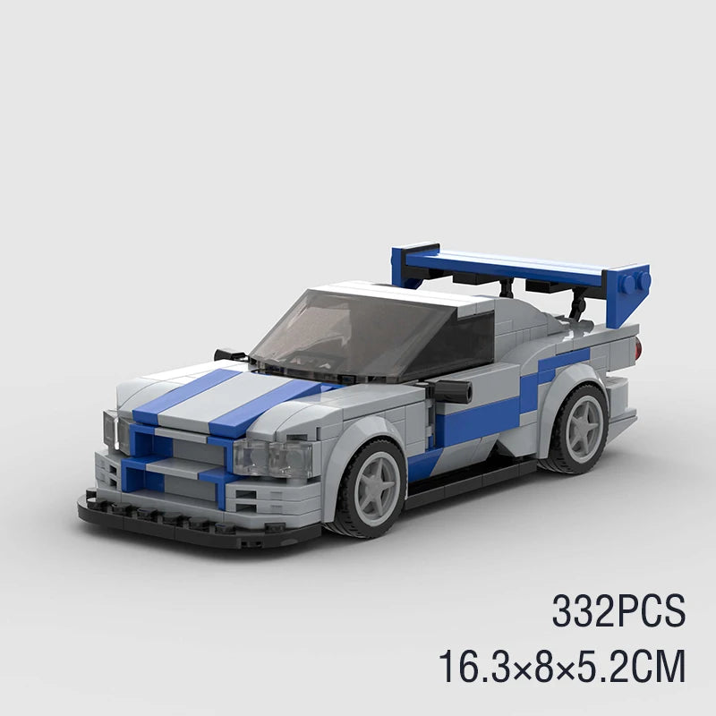 🎄 MOC F1 City Supercar Building Blocks – R34, RX-7, MK4 Supra | Regalo Navideño para Niños