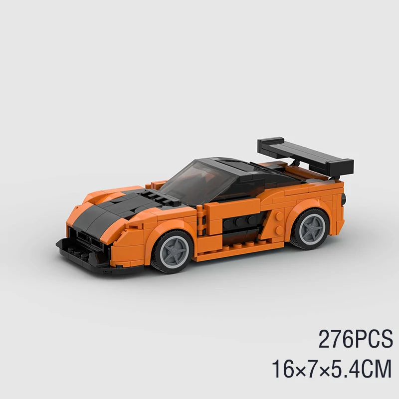 🎄 MOC F1 City Supercar Building Blocks – R34, RX-7, MK4 Supra | Regalo Navideño para Niños