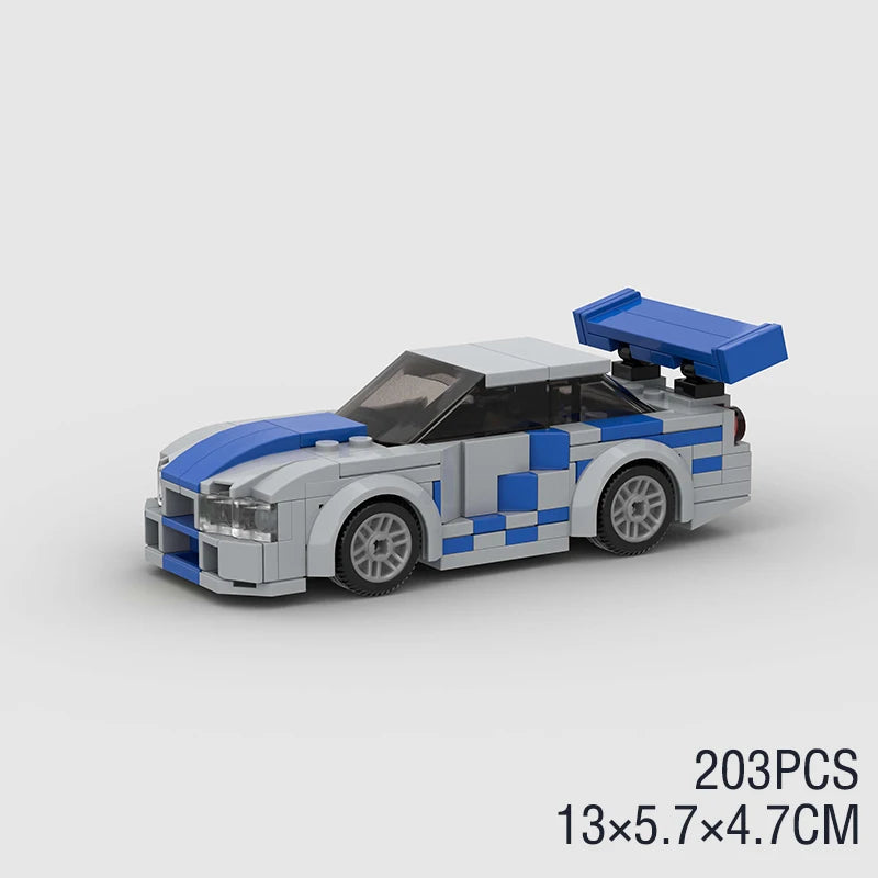 🎄 MOC F1 City Supercar Building Blocks – R34, RX-7, MK4 Supra | Regalo Navideño para Niños