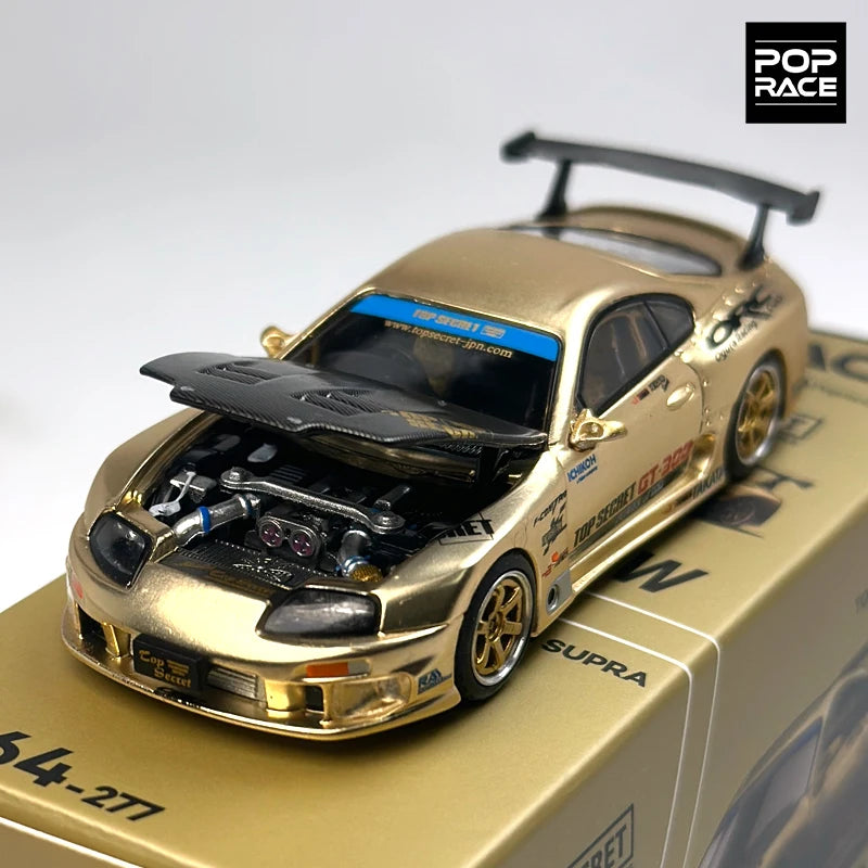 ✨ POPRACE 1:64 TOP SECRET GT300 Supra – Chrome Gold Edition ✨