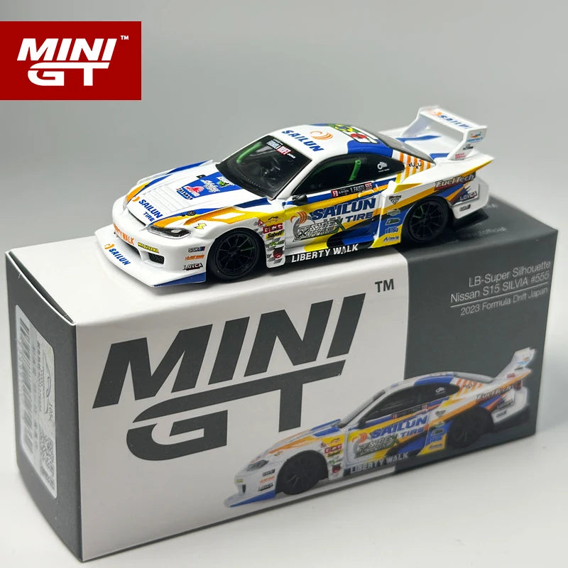 🔥 MINIGT 1:64 Nissan LB-Super Silhouette S15 Silvia #555 – 2023 White Edition 🔥