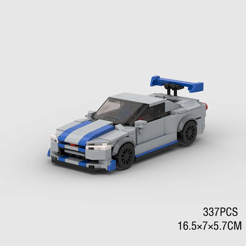 🎄 MOC F1 City Supercar Building Blocks – R34, RX-7, MK4 Supra | Regalo Navideño para Niños