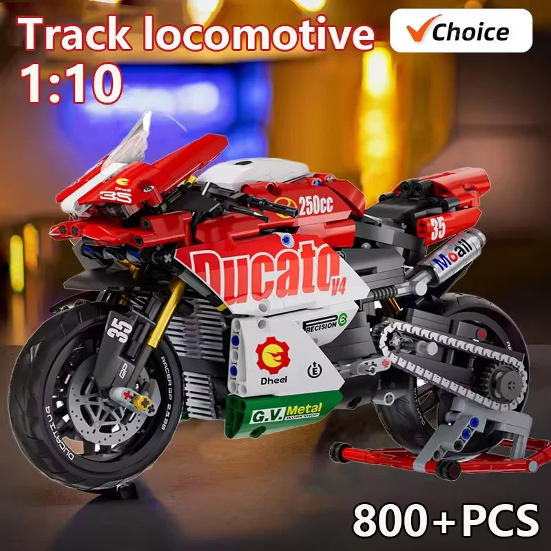 ¡Acelera la diversión esta Navidad! 🏍️✨ Construye tu propia moto V4 súper realista 863PCS