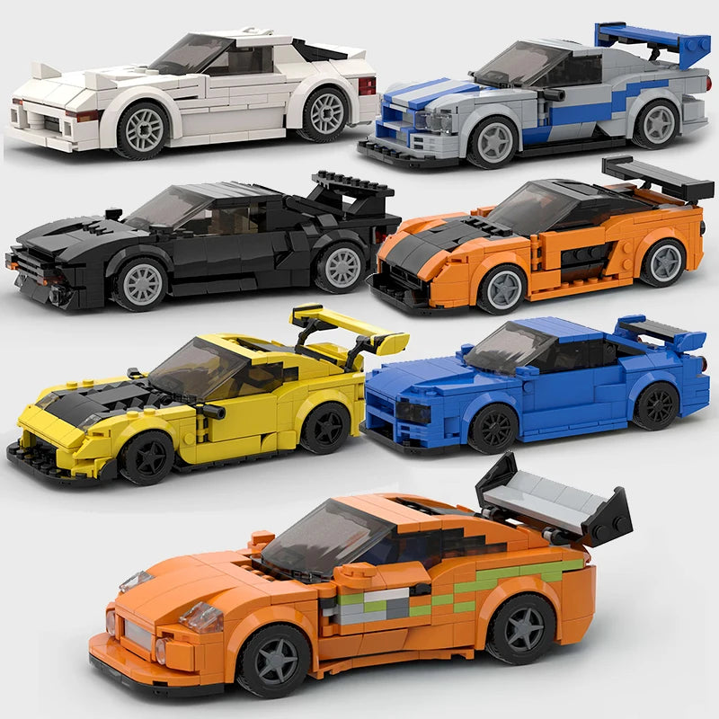 🎄 MOC F1 City Supercar Building Blocks – R34, RX-7, MK4 Supra | Regalo Navideño para Niños