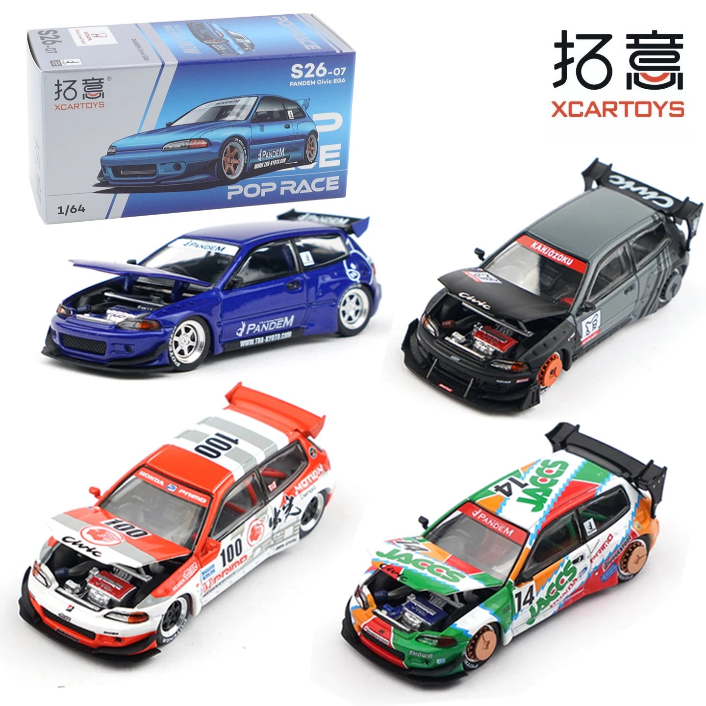 🚗 XCARTOYS POP RACE 1:64 PANDEM Civic EG6 – Metallic Edition 🚗