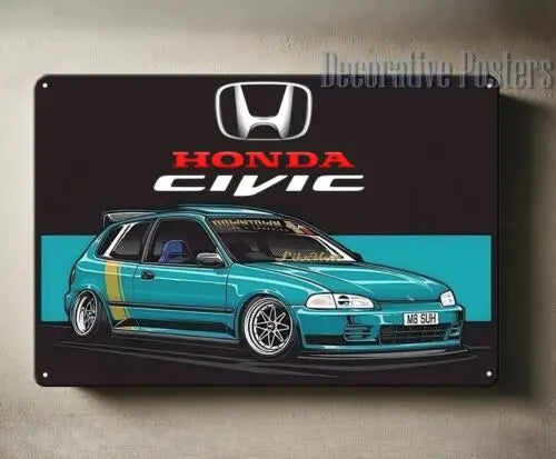 🔧 Cartel Metálico Honda – Lámina Tin Sign 20×30 cm 🚗