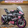 Moto Deportiva Rosa y Negra – Set de 2620 Bloques de Construcción | Réplica de Gran Escala con Motor, Llantas y Escape Realistas | Regalo Ideal para Fans y Coleccionistas