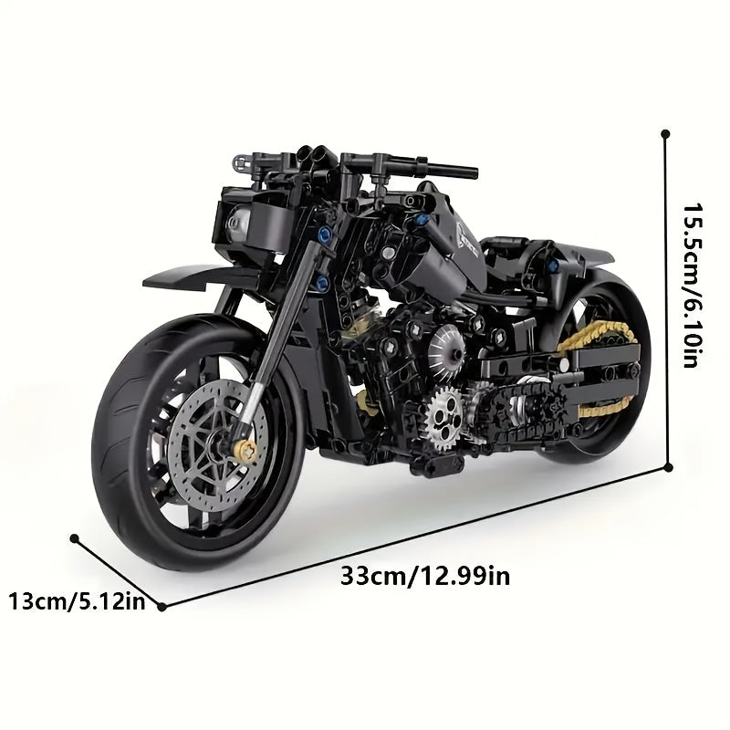 Moto Retro Negra – Set de Más de 1000 Bloques de Construcción | Diseño Clásico de Alta Calidad en ABS | Regalo Perfecto para Constructores y Coleccionistas