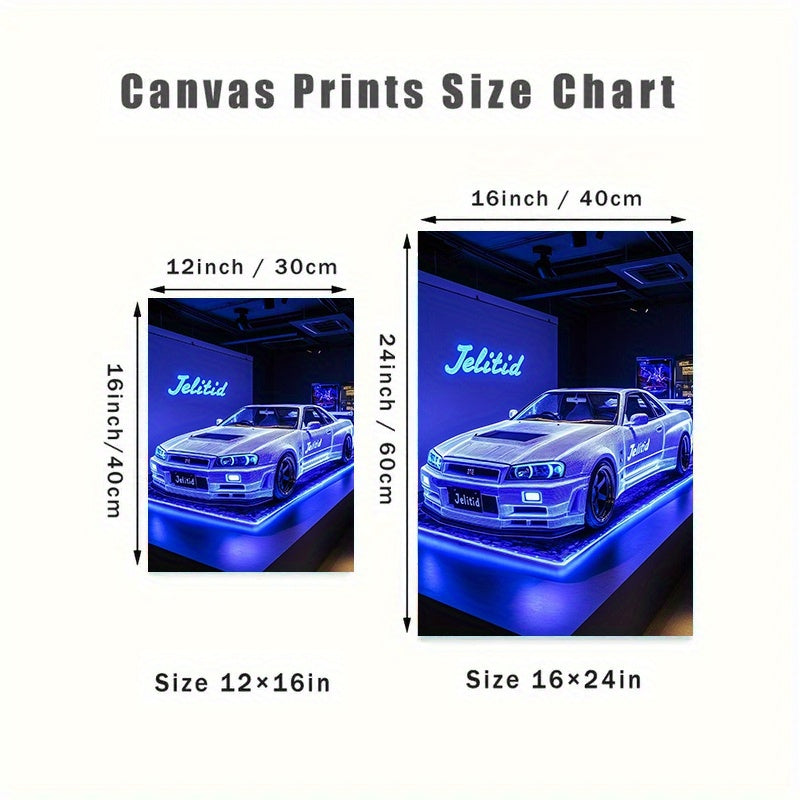 🚗💡 Neon Sports Car Canvas Poster | Arte Moderno Sin Marco 🖼️ | Decor Retro-Clásico y Vibrante ⚡ | Ideal Sala, Oficina, Dormitorio o Cocina 🏠✨