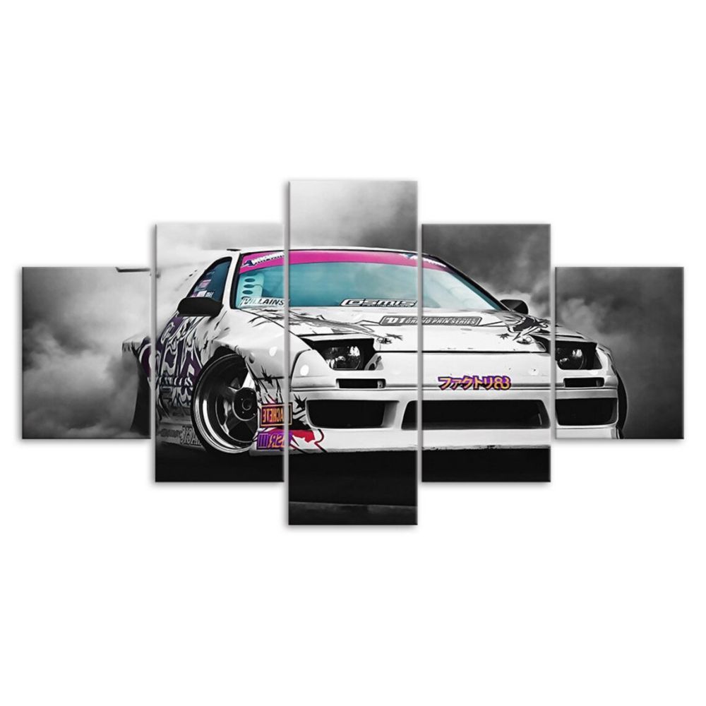 🚗💨 Set de 5 Pósters Canvas de Drifting | Autos Deportivos en Blanco y Negro 🖤⚪ | Arte Sin Marco con Movimiento Intenso 🖼️ | Decoración de Pared para Sala, Oficina o Garage 🏠✨