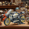 Moto Mecánica Plateada y Amarilla – Set de 1020 Bloques de Construcción | Diseño Realista sin Electricidad | Regalo Ideal para Adultos y Fans de las Motocicletas