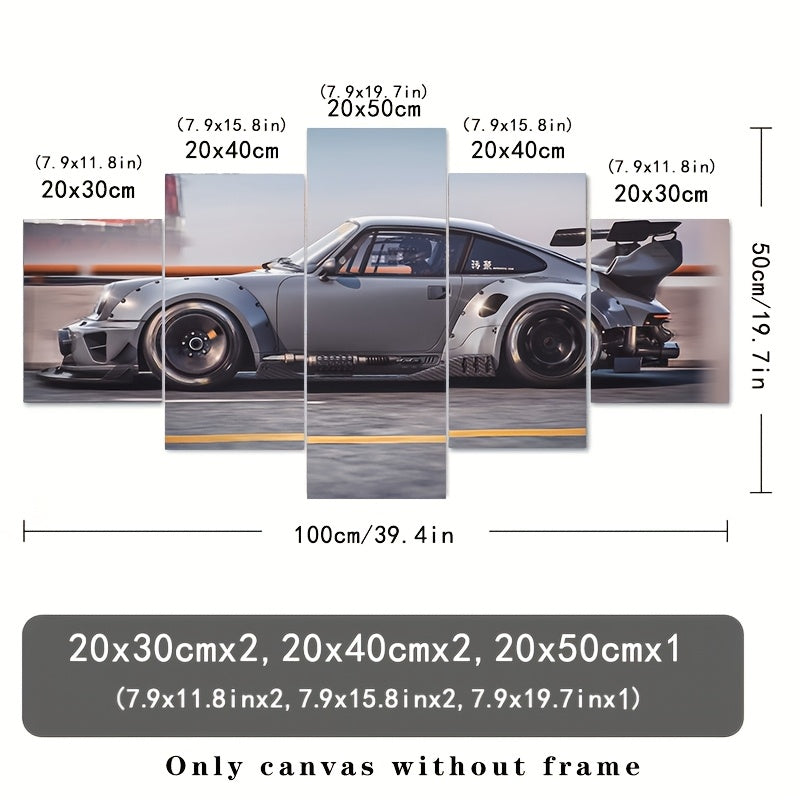 Set de 5 Cuadros Decorativos de Autos Deportivos – Estilo Art Déco Moderno | Láminas sin Marco para Sala, Oficina o Dormitorio | Regalo Perfecto para Amantes de los Coches