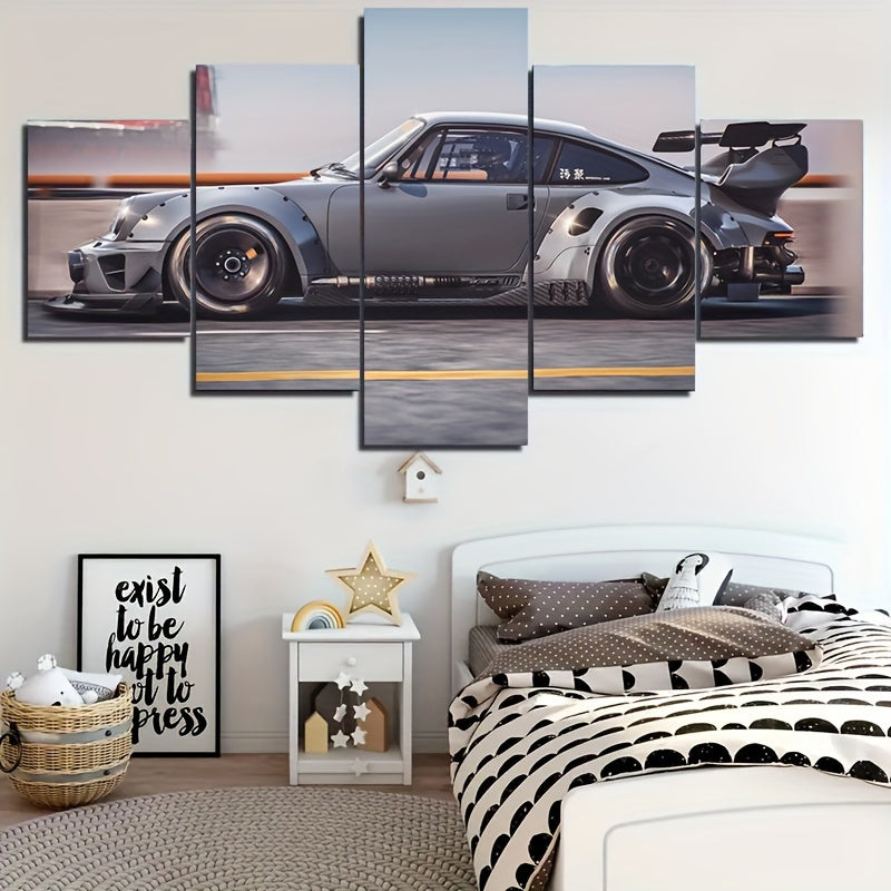 Set de 5 Cuadros Decorativos de Autos Deportivos – Estilo Art Déco Moderno | Láminas sin Marco para Sala, Oficina o Dormitorio | Regalo Perfecto para Amantes de los Coches