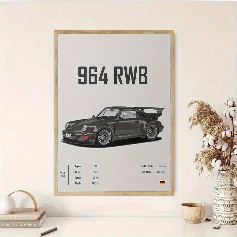 Póster en Lienzo 2D sin Marco – RWB 964 Clásico de Carreras | Decoración Vintage para Pared del Hogar u Oficina
