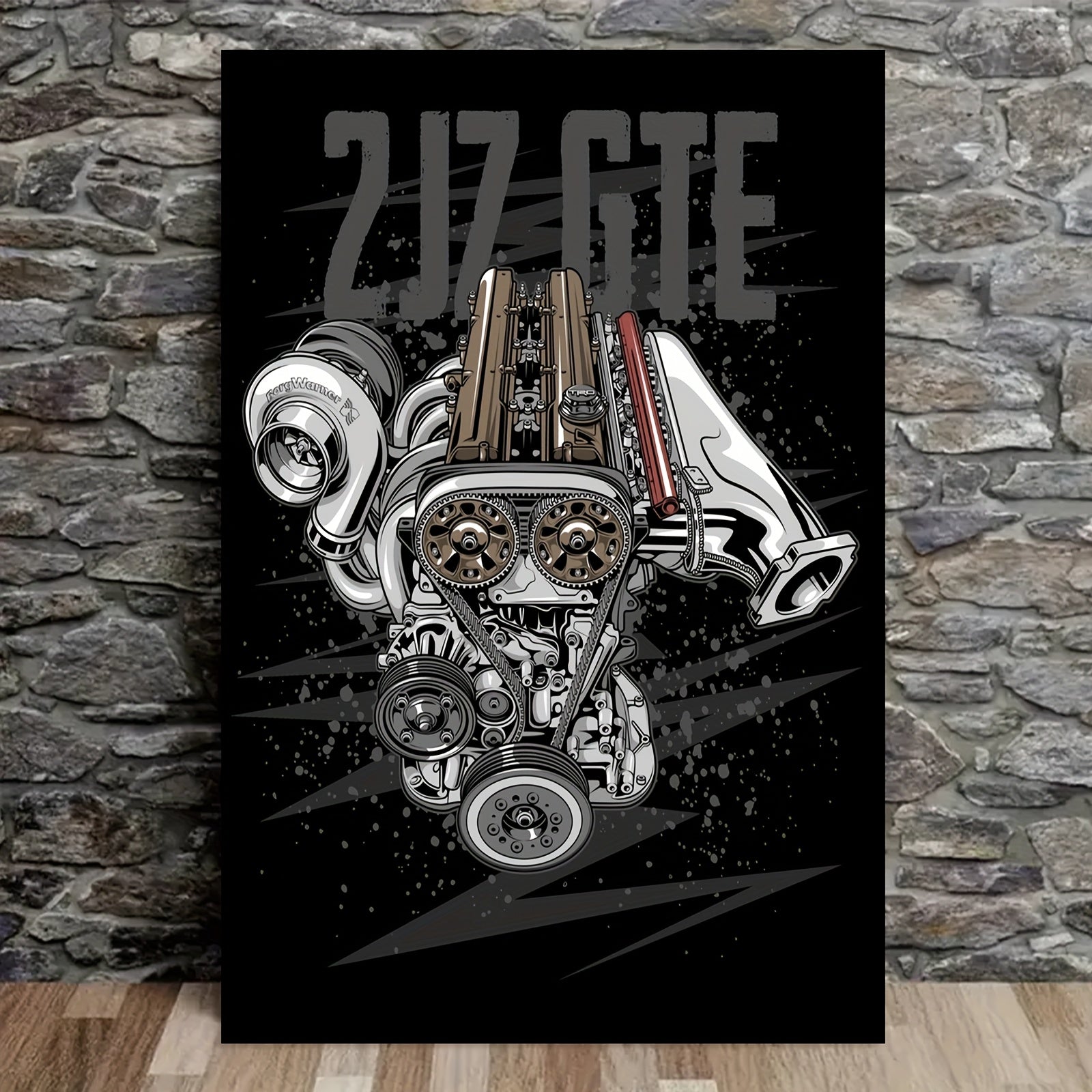 Póster en Lienzo sin Marco 30×45 cm – Arte del Motor 2JZ-GTE en Blanco y Negro | Decoración Moderna para Amantes de los Autos | Regalo Ideal para Hogar u Oficina