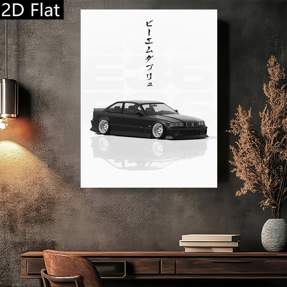 🚗✨ Póster Minimalista de Auto Deportivo | Lienzo 2D Flat sin Marco | Decor Retro Moderno para Sala, Oficina o Garaje 🏠🖼️