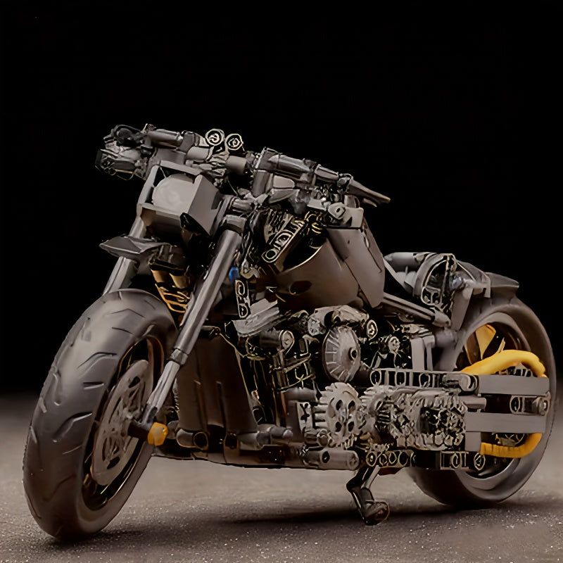 Moto Retro Negra – Set de Más de 1000 Bloques de Construcción | Diseño Clásico de Alta Calidad en ABS | Regalo Perfecto para Constructores y Coleccionistas