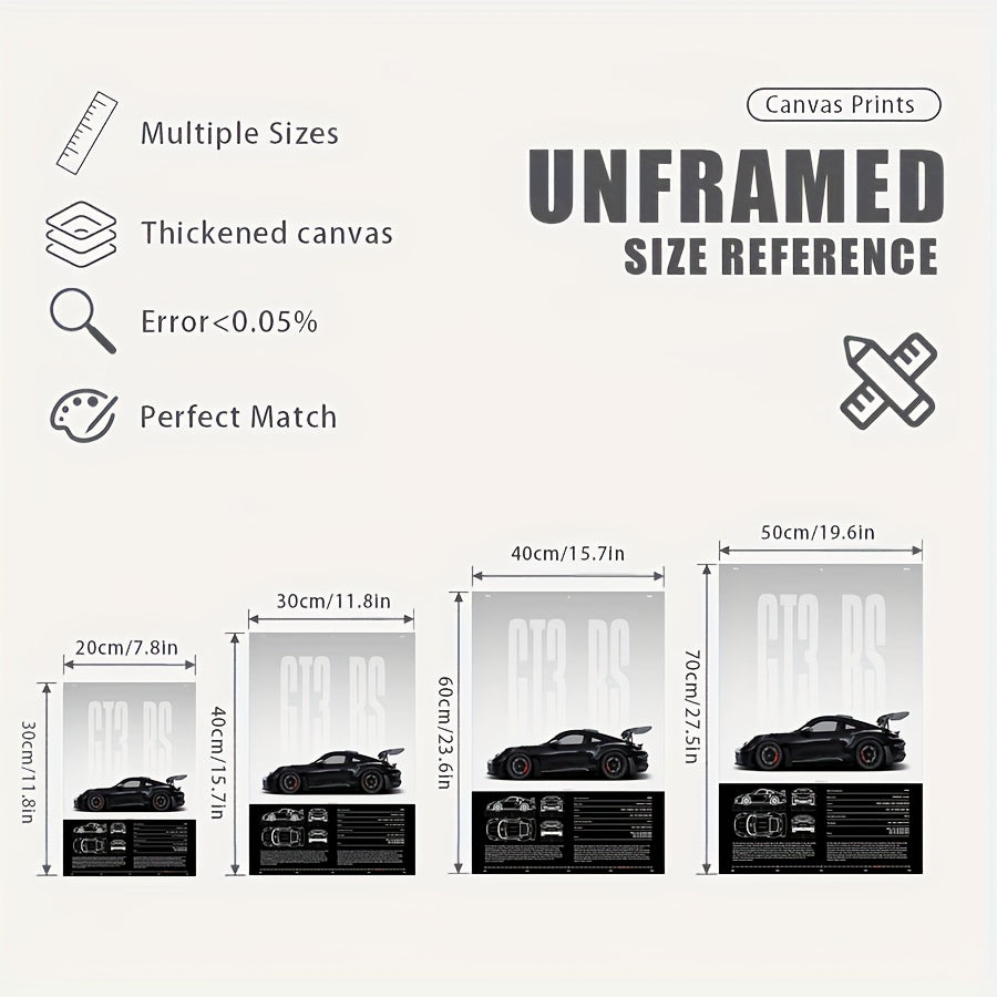 Póster 2D de Autos de Carreras GT – Diseño Técnico en Blanco y Negro | Arte Automotriz sin Marco para Hogar, Oficina o “Man Cave” | Decoración Moderna de Estilo Alemán