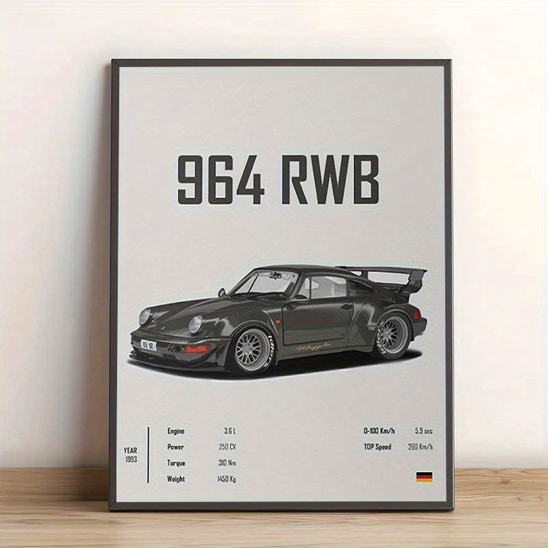 Póster en Lienzo 2D sin Marco – RWB 964 Clásico de Carreras | Decoración Vintage para Pared del Hogar u Oficina